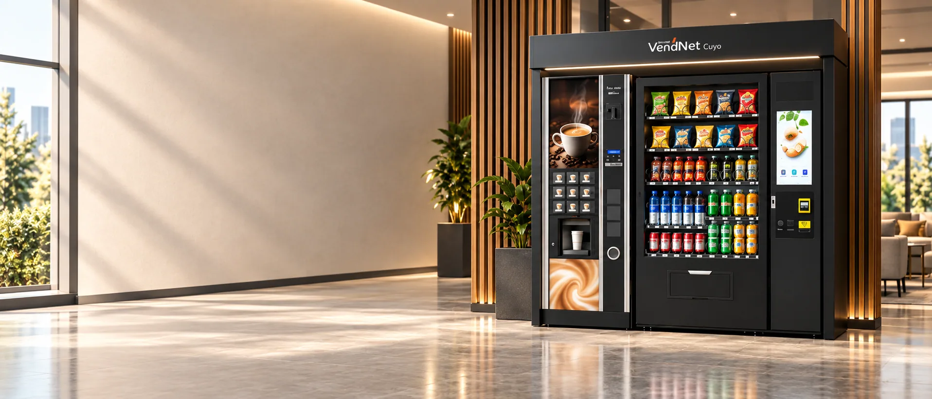 Máquinas de café y vending VendNet en un entorno corporativo